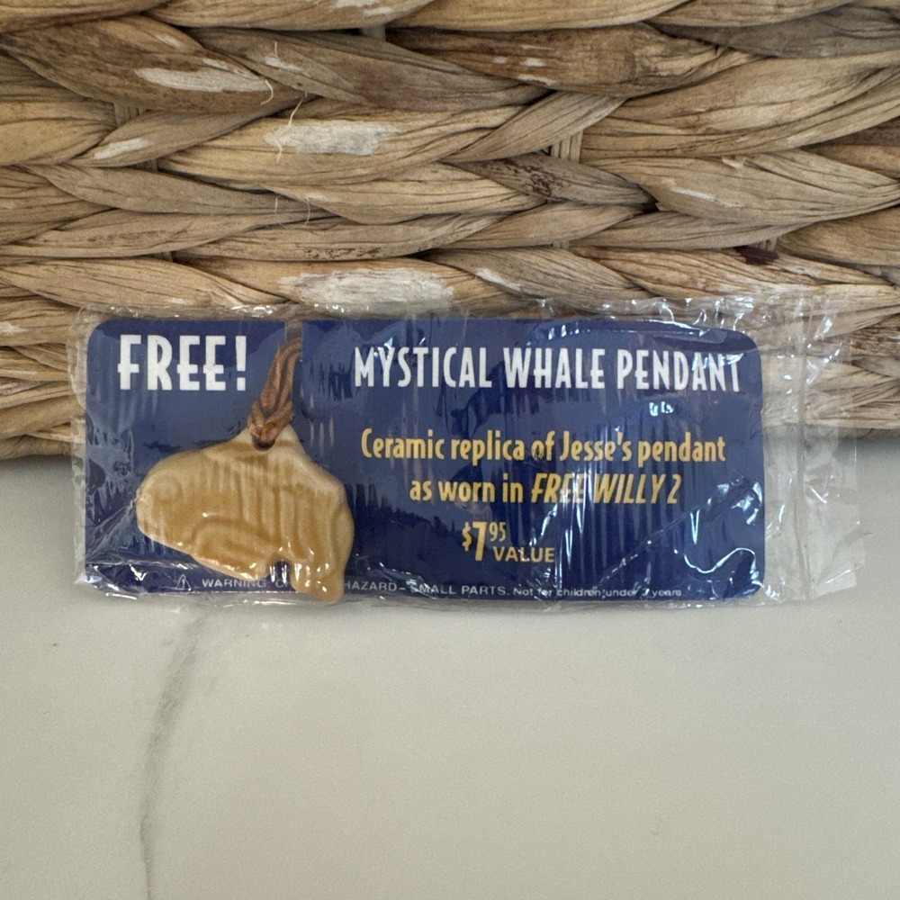 Vintage 1995 Free Willy 2 Mystical Whale Pendant Necklace Ceramic